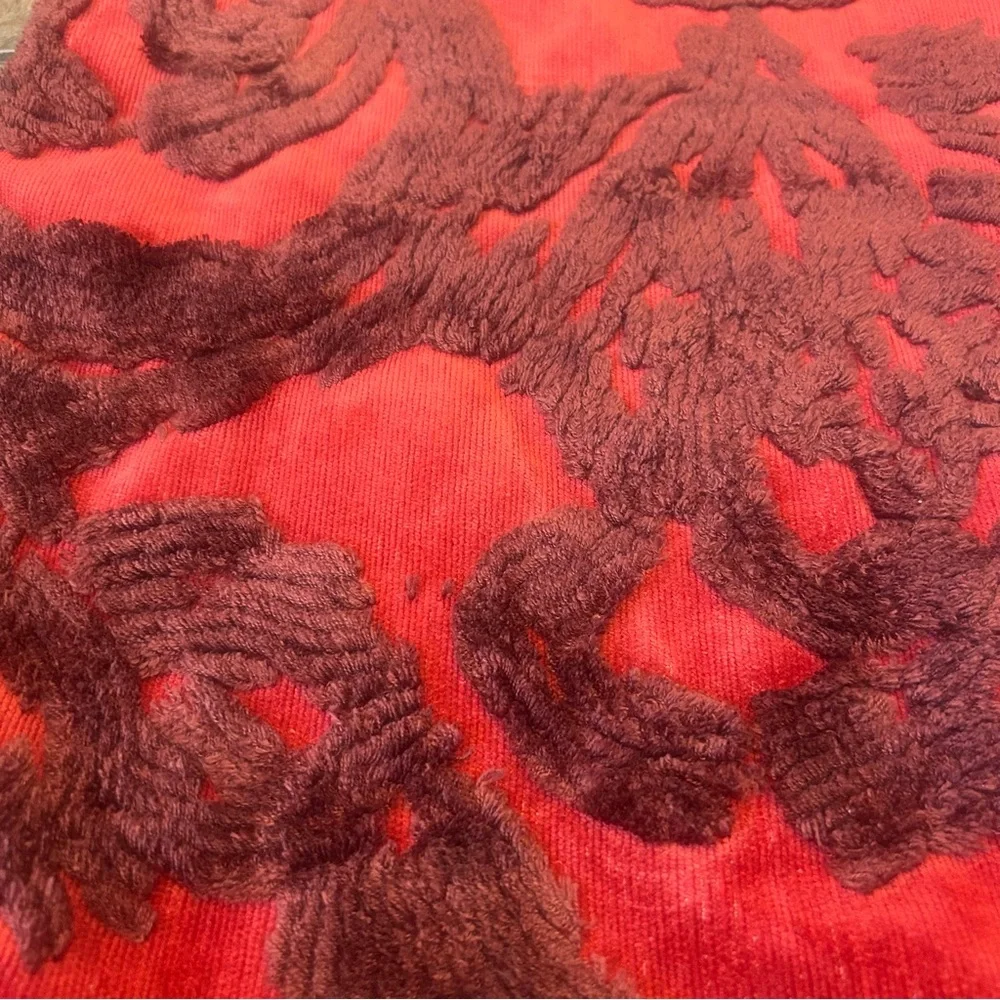 Pottery Barn Red Velvet Textured Pillow Cover Set 2 Boho Romantic Goth